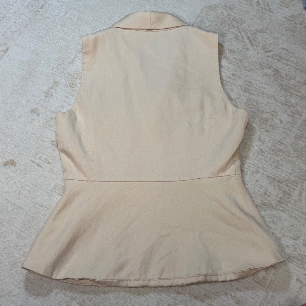 Christian Lacroix Womens Beige Tencel Peplum Vest Shawl Collar Size S - Picture 5 of 8